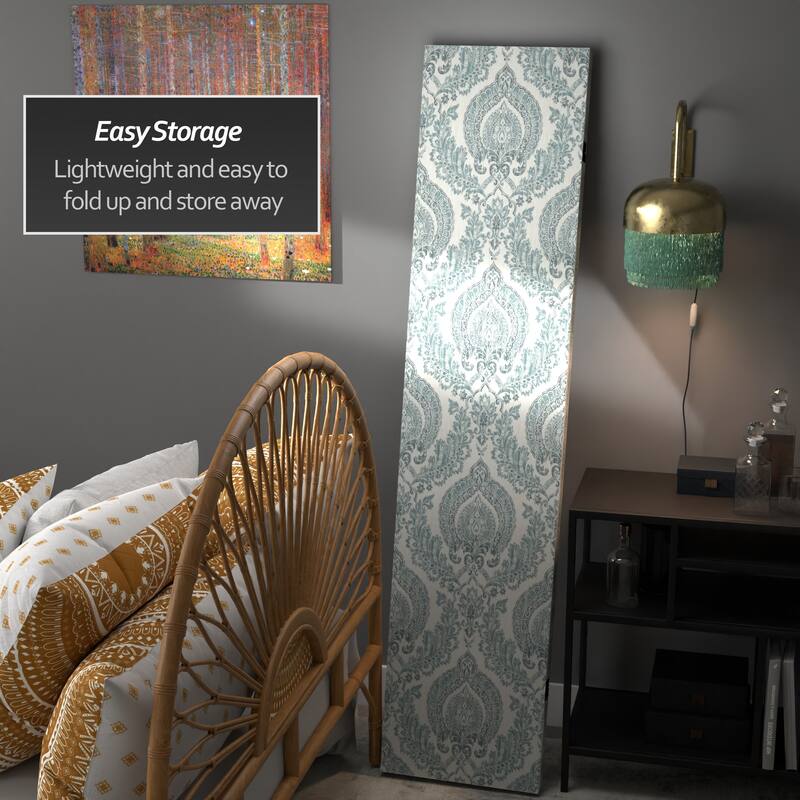 Handmade 6' Double Sided Ivory Damask Canvas Room Divider