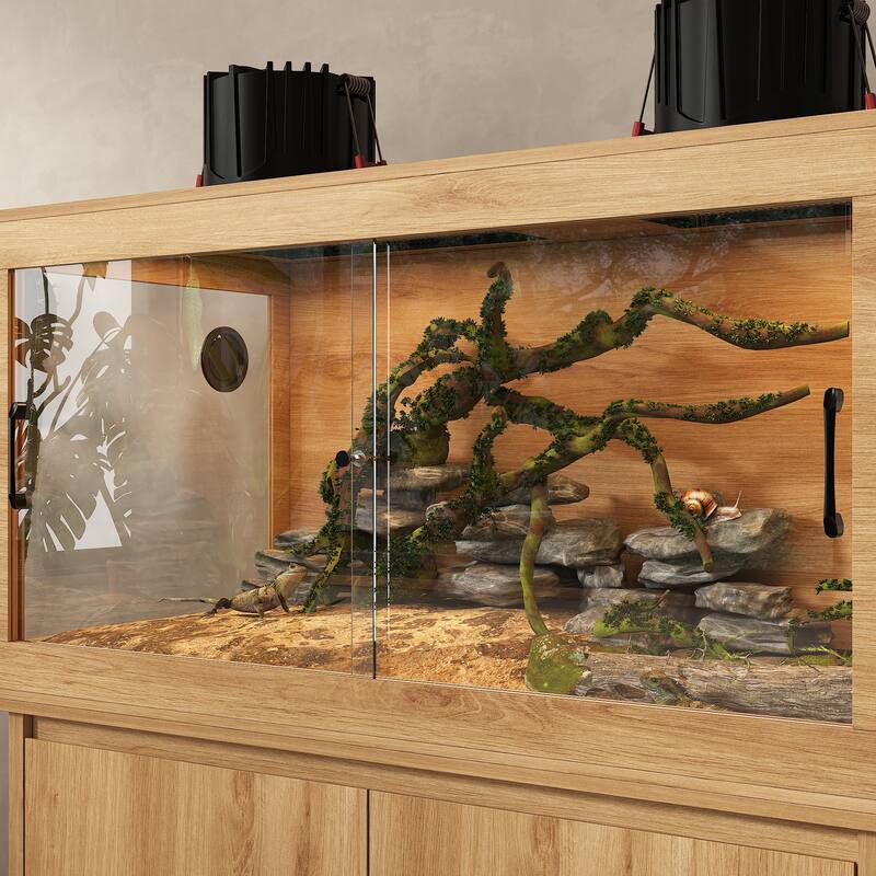 Large Reptile Terrarium Kit,Upgrade Tempered Glass,Mesh Roof Door,Sliding & Lock,for Lizard/Gecko