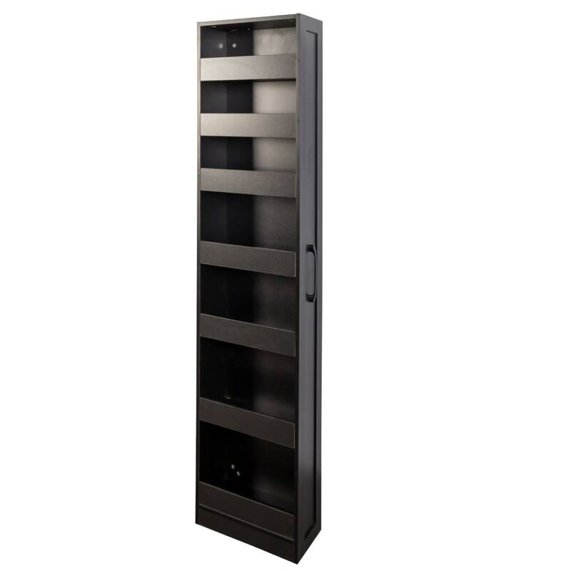 Roomfitters 7-Tier Pull-Out Storage Shelf, Slim Multi-Functional Organizer for Kitchen, Living Room & Narrow Spaces, Black