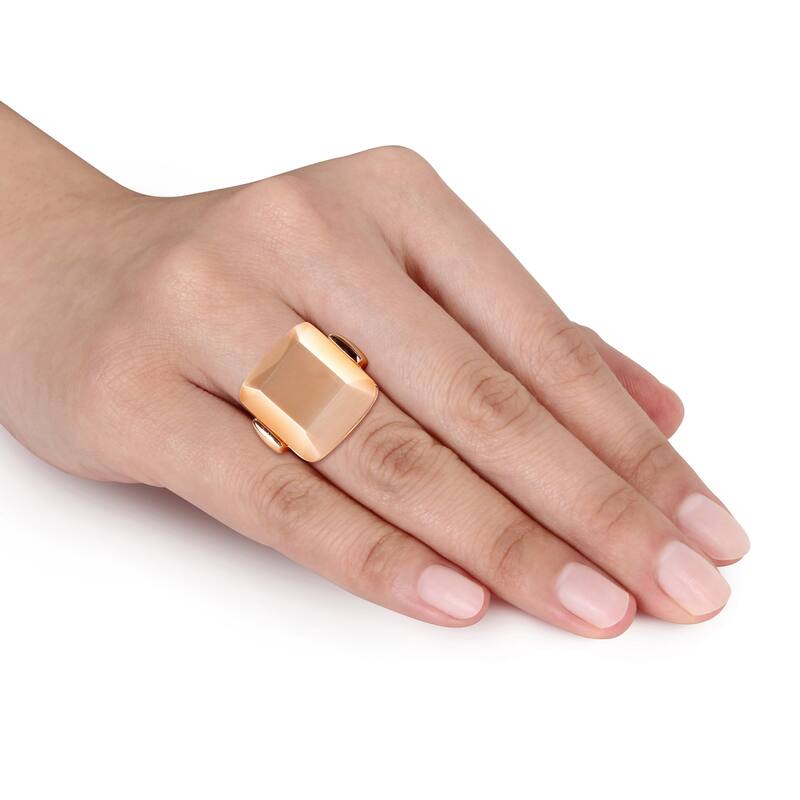 Miadora 30ct TGW Champagne Simulated Cat Eye Ring in Rose Plated Sterling Silver