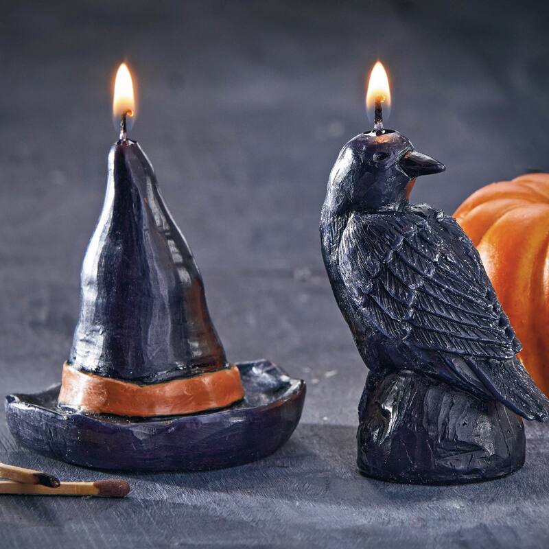 Black Crow Sculpted Candle - Halloween Novelty Candle, Black Paraffin Wax, 1 Hour Burn Time, 2.25" x 2.25" x 3"