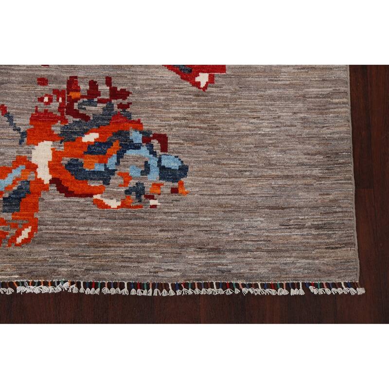 Vegetable Dye Contemporary Abstract Area Rug Hand-knotted Wool Carpet - 5'5" x 7'11"