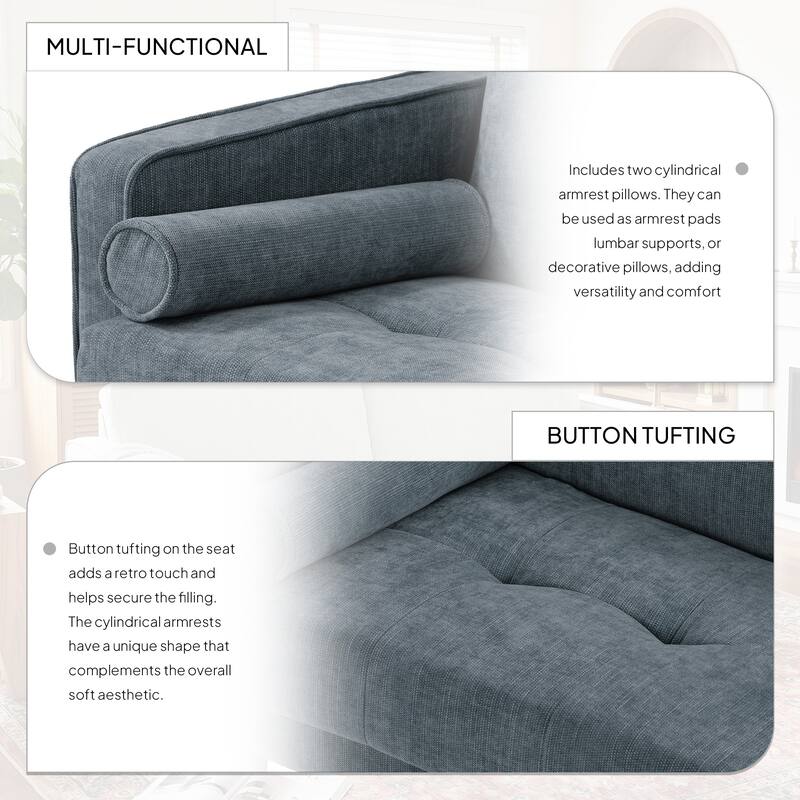 62.5'' W Corduroy Couch Upholstered Square Arm Sofa