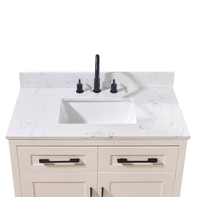 Altair Trento Bathroom Vanity Countertop in Aosta White Finish Without Vanity