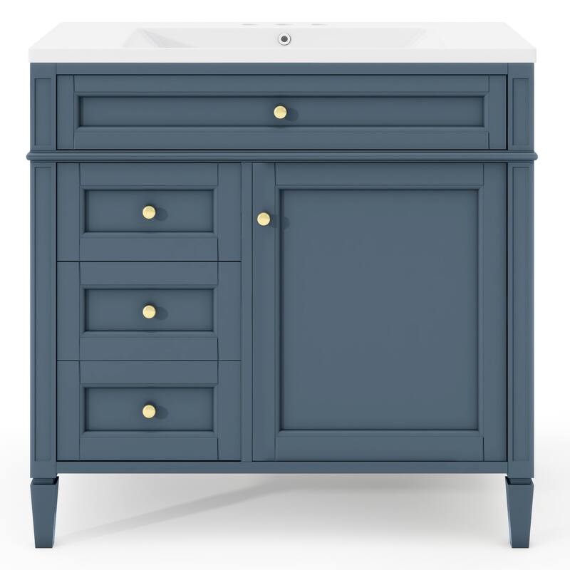 36 inch MDF Freestanding Bathroom Vanity Set with Integrated Ceramic Sink