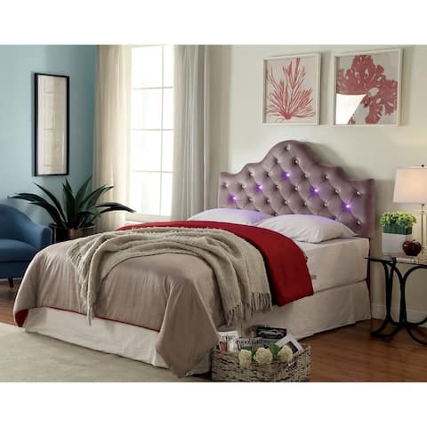 Furniture of America Lina Contemporary Fabric Tufted Crown Headboard