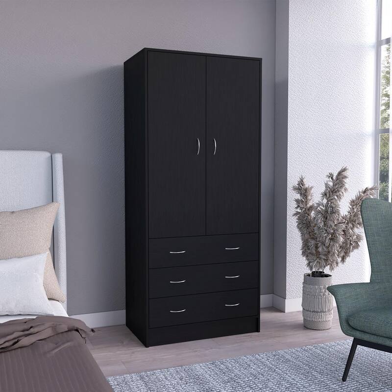 Taly 2 Doors 3 Drawers Armoire - Black