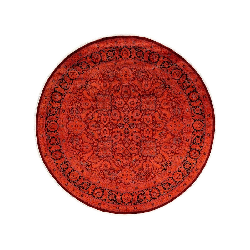 Fine Vibrance, One-of-a-Kind Hand-Knotted Area Rug - Red, 8' 1" x 8' 1" - 8' 1" x 8' 1"