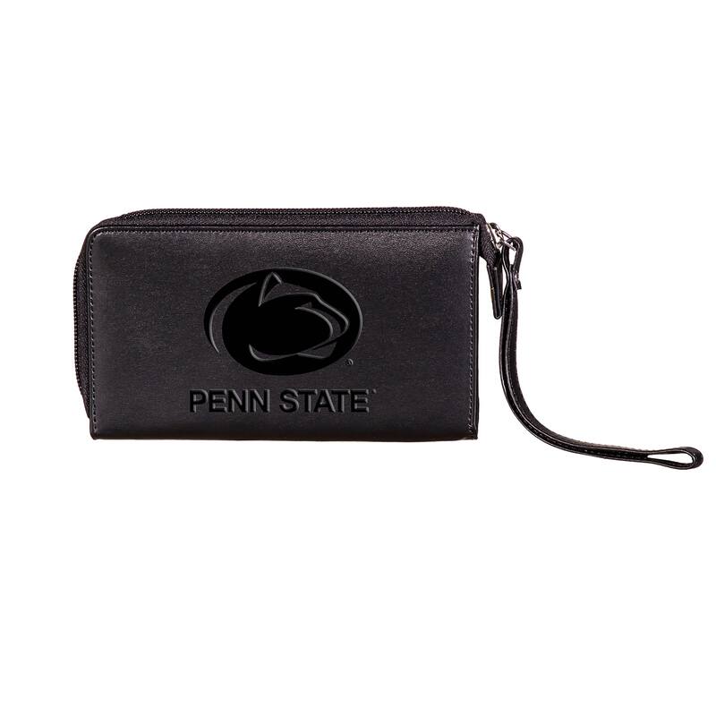 Black Hybrid Leather Cell Phone Wristlet Wallet, Penn State - 4" x 7"
