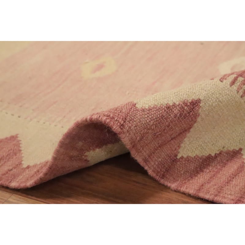 Hand Woven Oriental 100% Wool Carpet Southwestern Tribal Pink Kilim Area Rug - 5' 5'' X 3' 1''