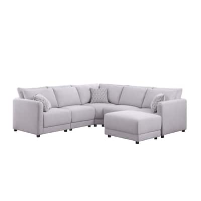 Lane Reversible L Shaped Sectional Sofa, Ottoman, Light Gray, 95 Inch