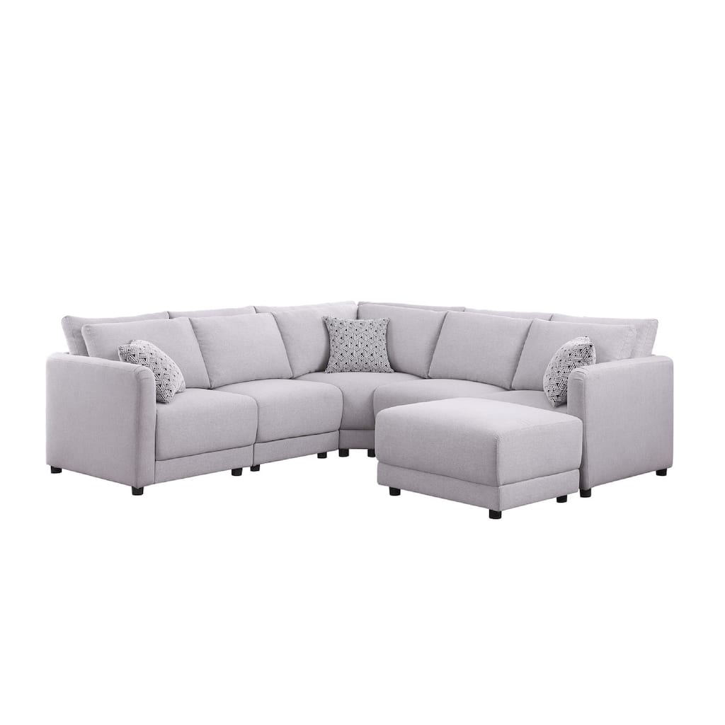 Lane Reversible L Shaped Sectional Sofa, Ottoman, Light Gray, 95 Inch