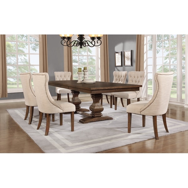 Best Quality Furniture 7-piece Walnut 18" Extension Dining Set. Opens flyout.