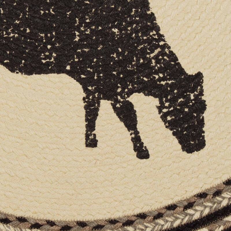 Sawyer Mill Charcoal Cow Jute Rug Half Circle w/ Pad 16.5x33