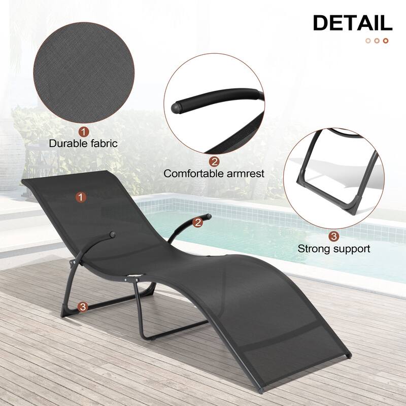 Crestlive Products Outdoor Aluminum Chaise Lounge Chair with Adjustable Backrest