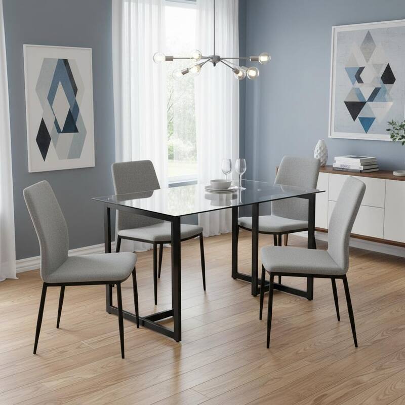 47 in.Tempered Glass Top Gold Base Elegant Dining Table