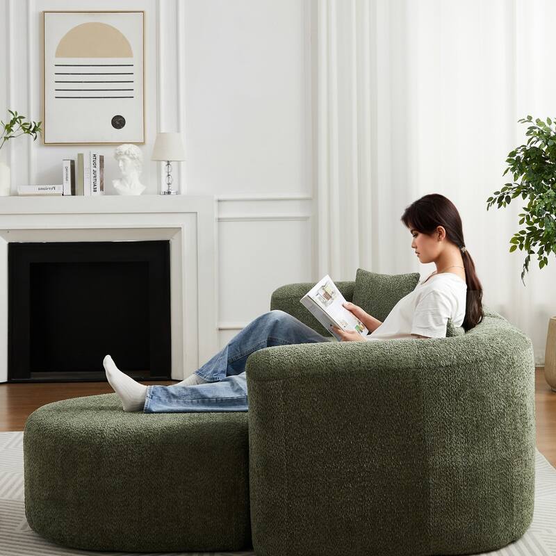 109.4" L-Shaped Chenille Boneless Sectional Sofa with Two Throw Pillows