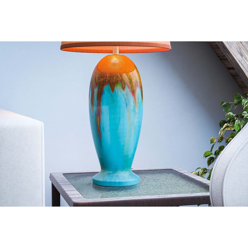 Kenroy Home Tucson Ceramic Table Lamp - Teal