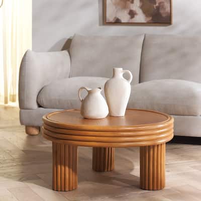 SAFAVIEH Couture Bayard Rattan Round Coffee Table - 28"W x 28"D x 14"H