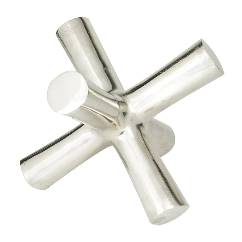 Aluminum Metal Abstract Jack Decorative Sculpture - Silver or Gold - Roche River Decor