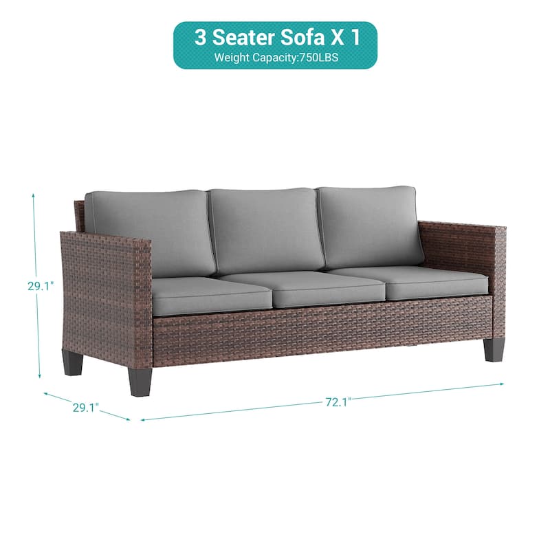BONOSUKI Patio Outdoor Couch,3-Seater Furniture with Removable Cushion