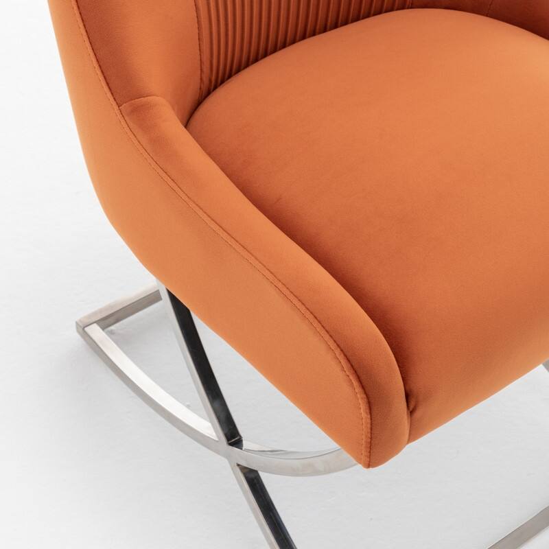 Modern Contempoary Velvet Dining Chair Set of 2 with Metal Frame Legs and Back Pull