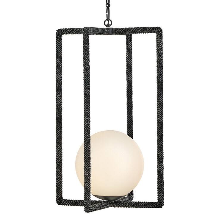 Hinkley Lighting 48517 Keona 16" Wide LED Pendant with Etched Glass - Painted Black Oxide