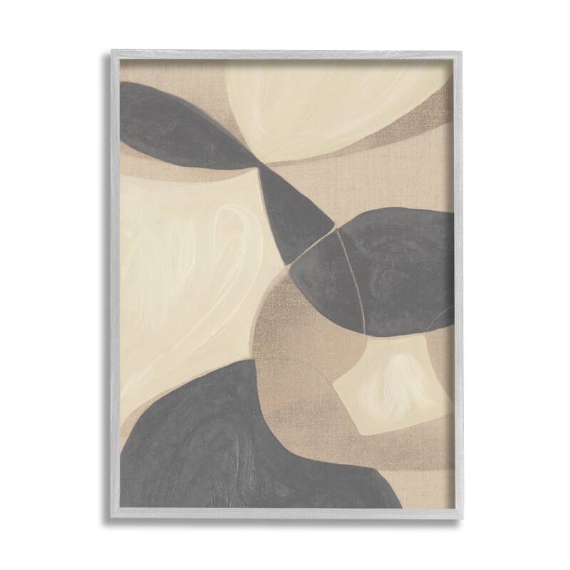 Stupell Modern Beige Boho Abstract Overlapping Shapes Framed Wall Art - 11 x 14 - Grey