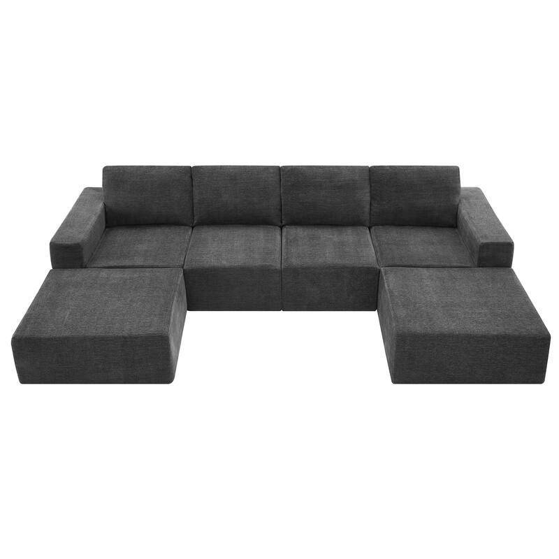 Modular U Shaped Sectional Sofa, Cloud Chenille Sectional Couch