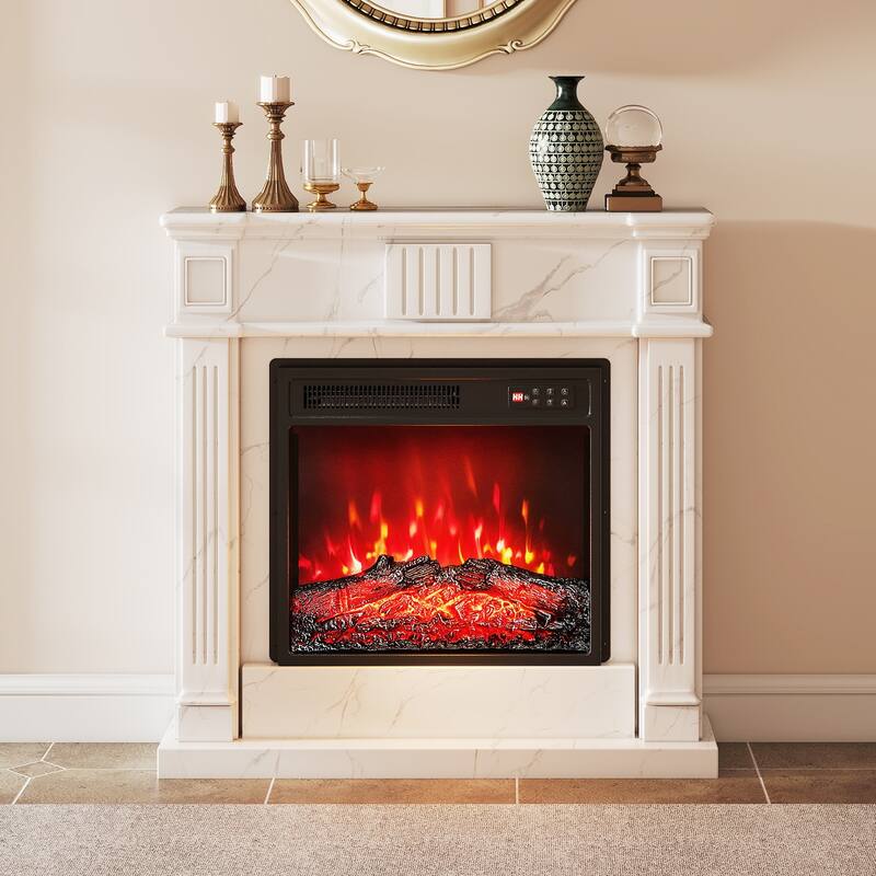 Gymax 18'' Electric Fireplace Insert 750W/1500W Fireplace Heater w/