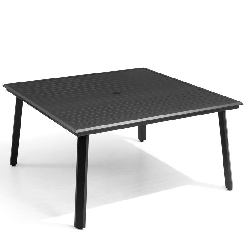 Pellebant Outdoor Aluminum Dining Table with Umbrella Hole for 6-12 Person