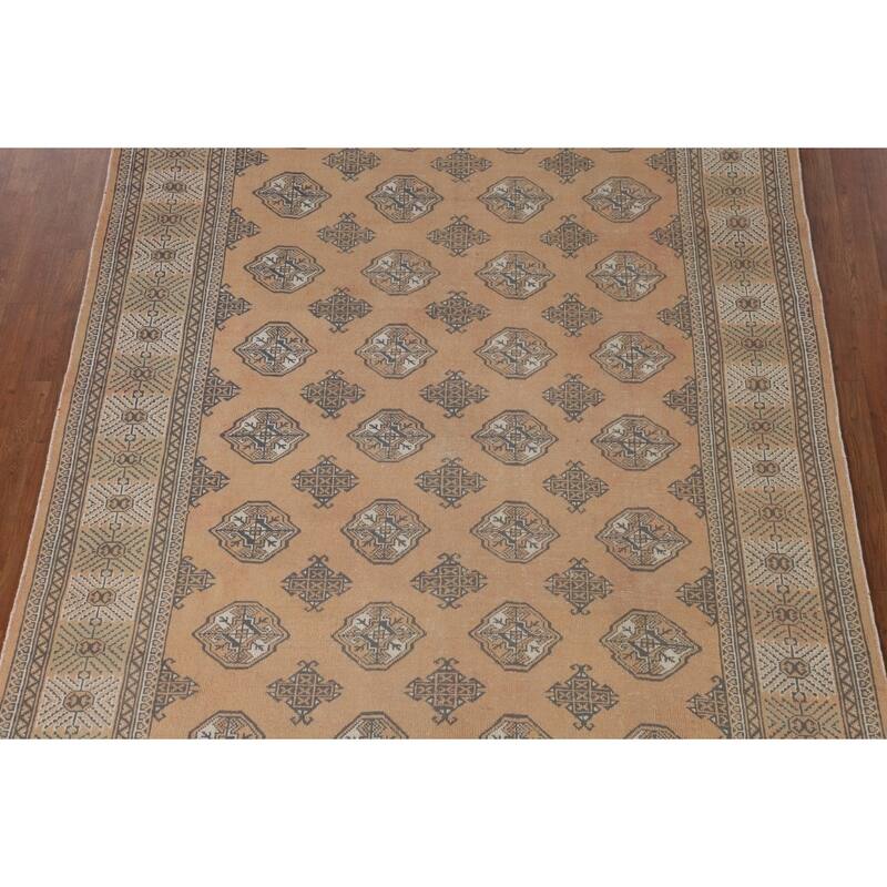Geometric Bokhara Oriental Rug Handmade Wool Carpet - 6'6"x 9'7"