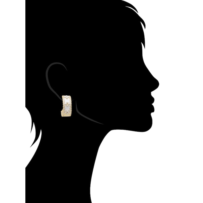 Enamel and CZ Hoop Earring - 1"