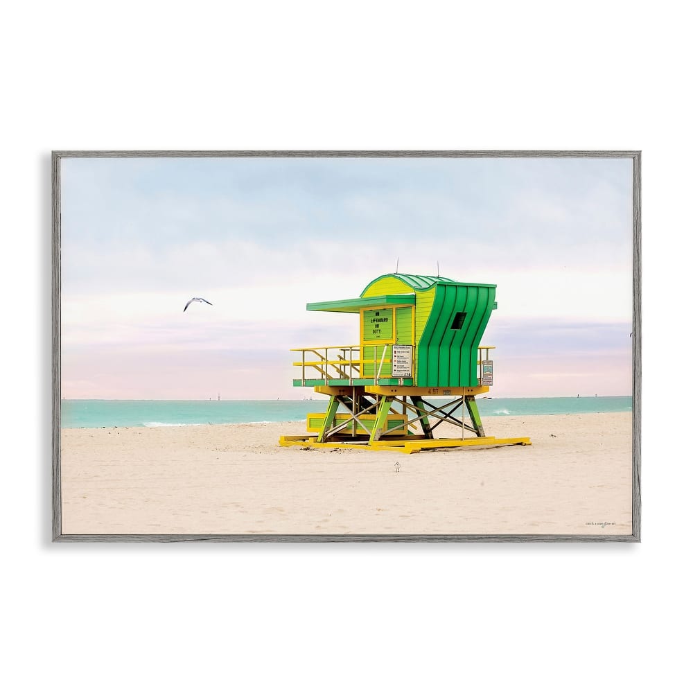 Stupell Lime Green Lifeguard Hut Framed Giclee Art Design By Seven Trees Design