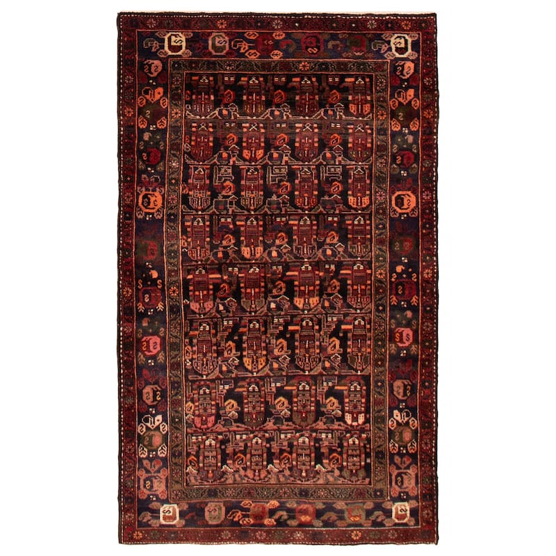 ECARPETGALLERY Hand-knotted Andelz Black, Red Wool Rug - 4'3 x 7'0 - Black/ Dark Red - 4'3 x 7'0