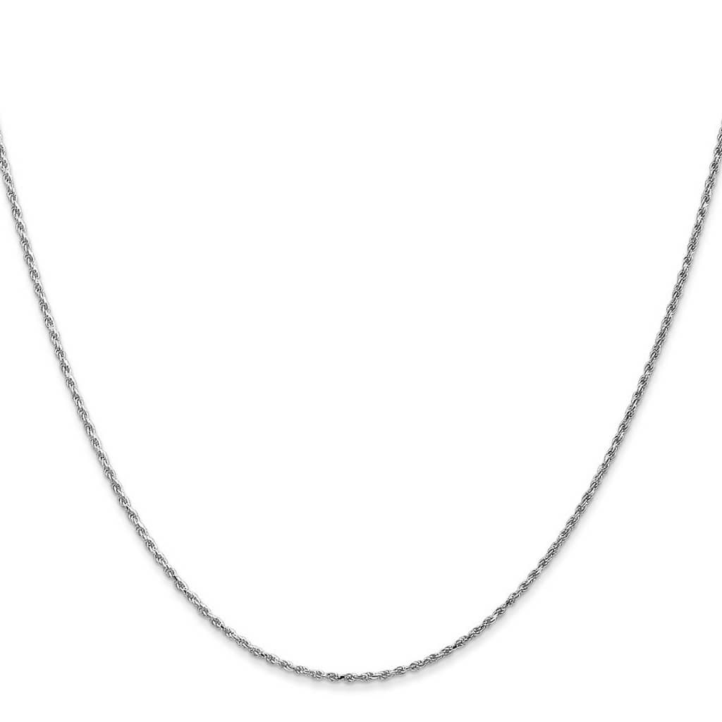 Curata 14k White Gold Solid Diamond Cut 1mm Rope Chain Necklace (Lobster)