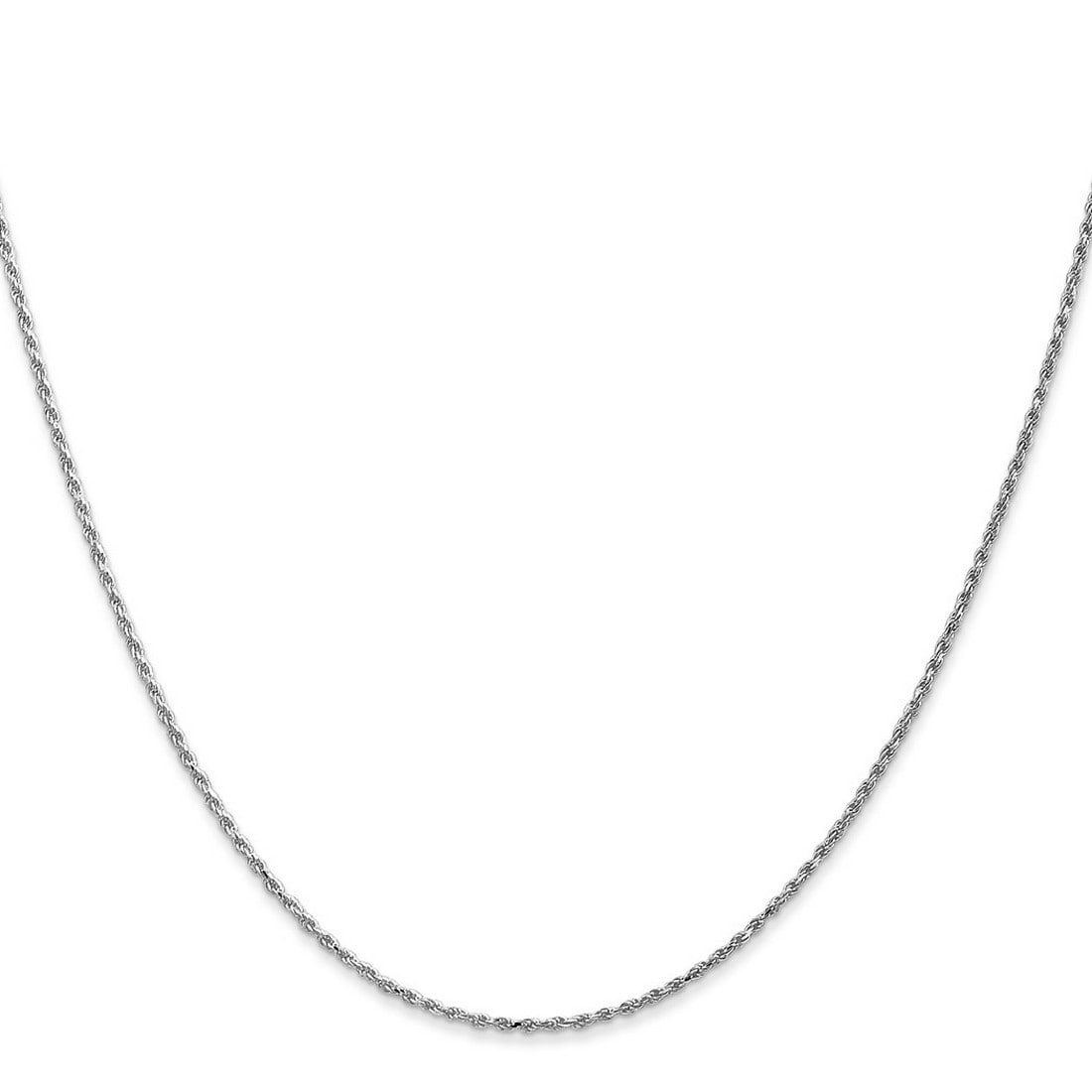 Curata 14k White Gold Solid Diamond Cut 1mm Rope Chain Necklace