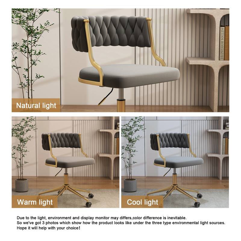 Velvet Home Desk Chair Office Swivel Chair with Wheels and Gold Base