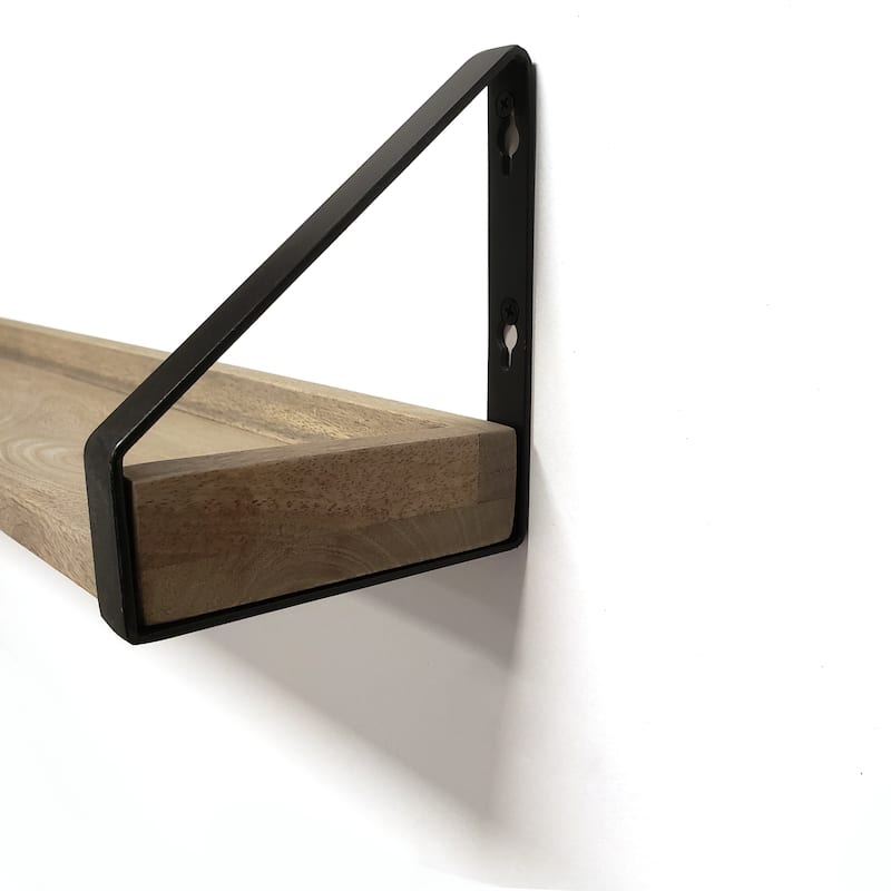 Driftwood/ Metal Real Wood Rustic Iron Bracket Ledge
