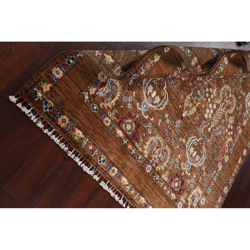 Vegetable Dye Floral Ziegler Oriental Area Rug Wool Handmade Carpet - 5'0" x 6'7"