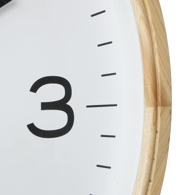 Wood Decorative Wall Clock with White Backing - Light Brown - Roche River Decor