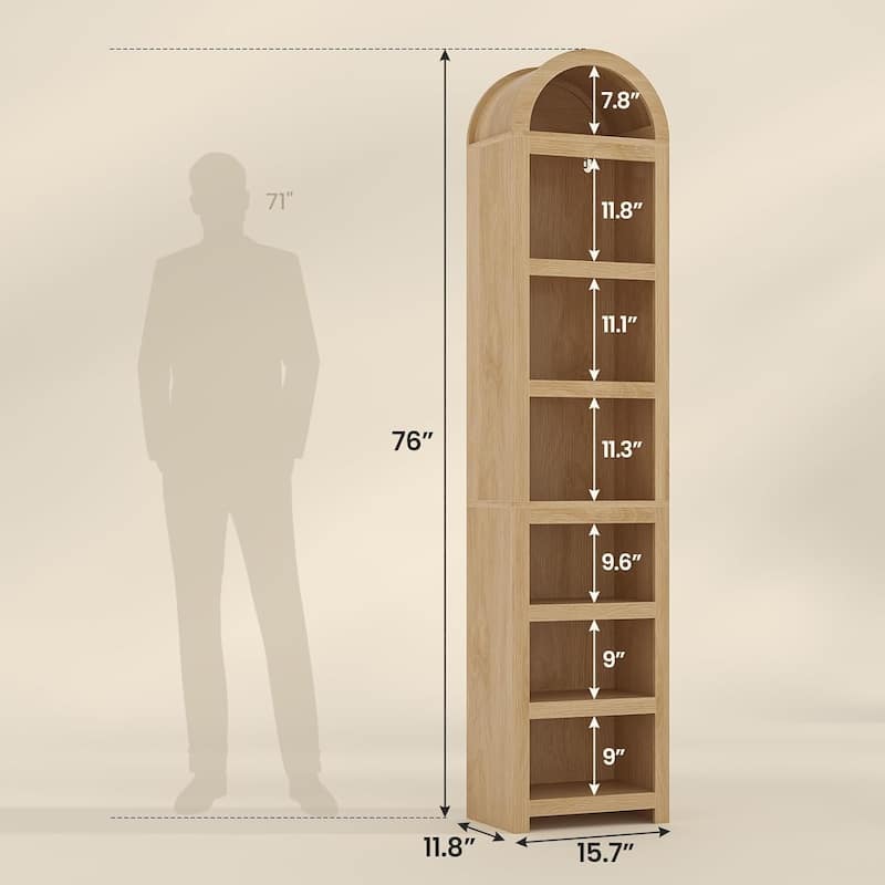 Tall Arched Cabinet Bookcase Storage Bookshelf Door Bathroom Storage Cabinet