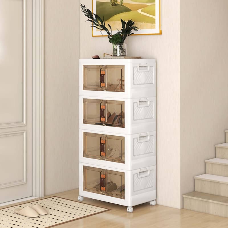 66.5 Gallons Stackable Storage Bins w/ Lockable Wheels Home Organizer