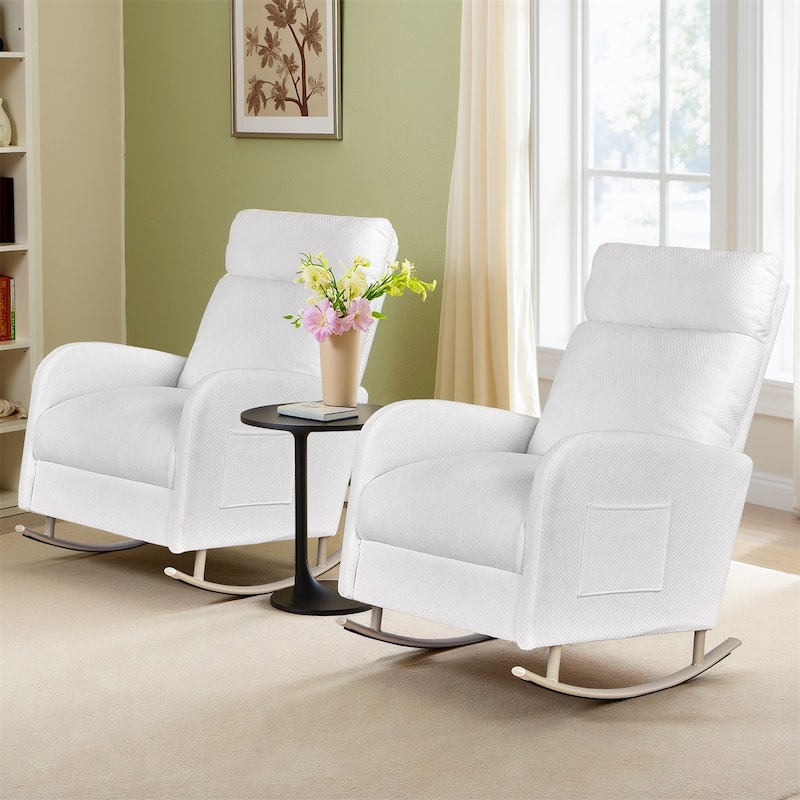 Accent Rocking Chair, Upholstered Nursery Glider Rocker for Baby and Kids, Comfy Armchair Lounger with Footrest
