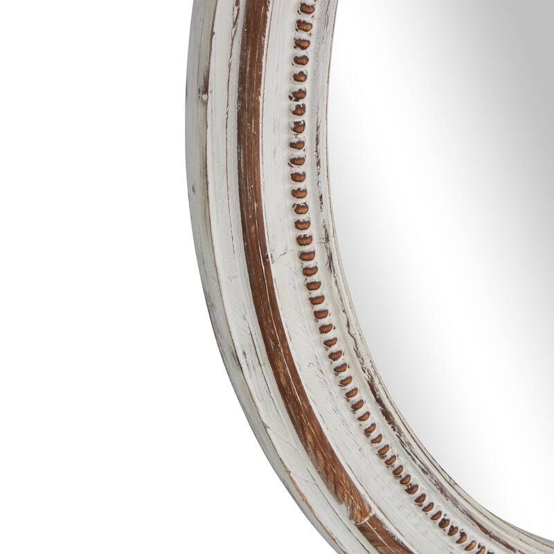 Wood Room Wall Mirror with Bead Detailing - White - Roche River Decor