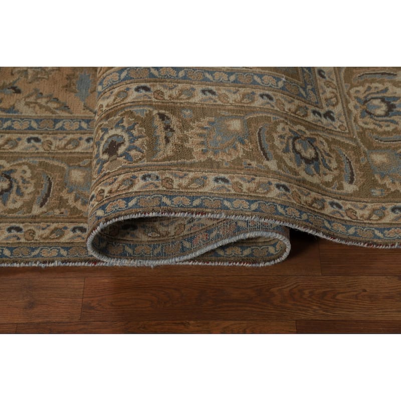 Traditional Mashad Persian Vintage Area Rug Handmade Wool Carpet - 6'2" x 9'3"
