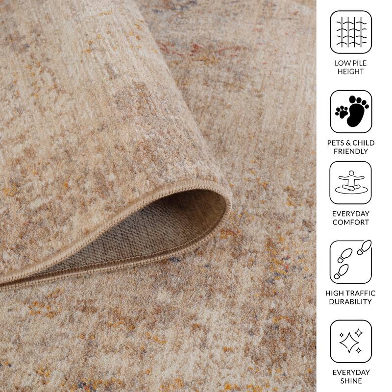 Albany Vintage Power-Loom Beige Area/Runner Rug