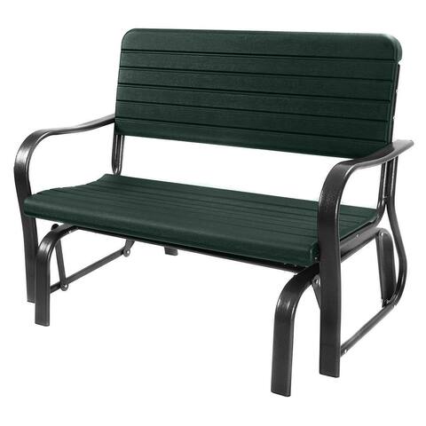 Outdoor Patio Steel Swing Bench Loveseat - Green