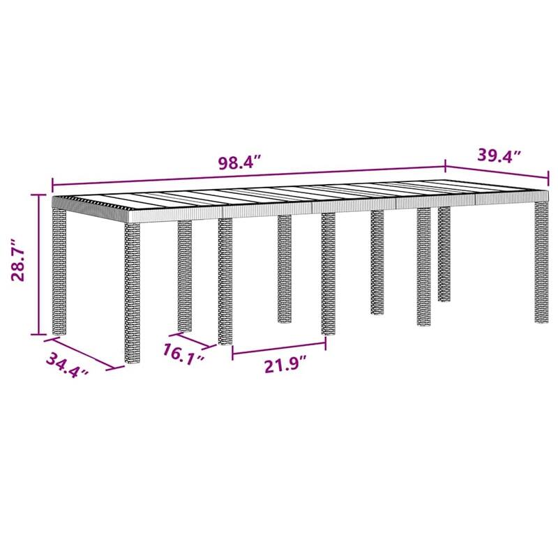 vidaXL Garden Table Anthracite/Brown poly rattan