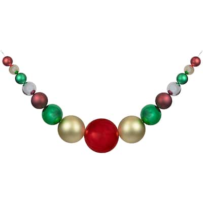 6' Shiny and Matte Traditional Colors Shatterproof Ball Christmas Swag